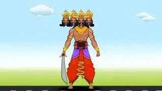 The bullets man is running to the giant jinja man