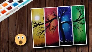 Easy Painting Four Seasons Tree | Painting Zone