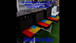 4X REMOVABLE TOOL BOXES METAL COMPARTMENT TOOLBOX DRAWER