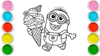 Cute Minion Drawing for kids, Painting & Coloring for kids, Toddlers | Let's Draw Together