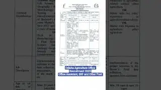 Odisha Agriculture Office Recruitment 2025 ll Office Assistant, and More Post ll #cuttackdistrictjob