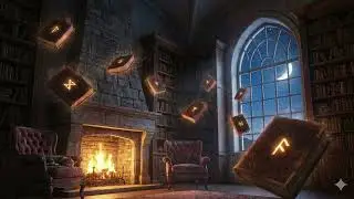 Magical Wizard Library with Fireplace & Book Sounds 📚 Sleep, Study, Focus 1 Hour