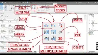 Revit Modify Tools | Split | Array | Scale | Trim/Extend | Pin | Unpin |  Delete