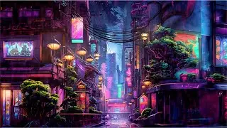 20 Minutes of Relaxation: Neon City Atmosphere with Rain sounds and Soothing Jazz Music. 🌧️