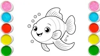 How to Draw Fish Rainbow Drawing Easy | Step by Step Puffer Fish Drawing and Coloring for Kids