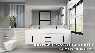 Modern Vanities by Moreno Bath: Bethany Floating Vanity in Gloss White