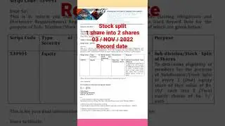 stock split | confidence futuristic engergetech Ltd share latest news | stock split record date