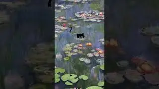 Cat Monet Waterlily Poster