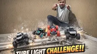 RC Monster Truck vs Tubelights: Extreme Crushing Experiment! 🚜💥