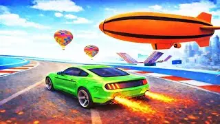 Green Muscle Car Stunts 🔥 Exhaust Fire Racing Gameplay | Extreme Speed Drive