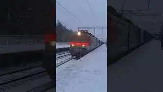 ВЛ10У-281 с контейнерным грузовым поездом следует мимо о.п. Цемгигант