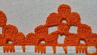 Barrado de crochê # carreira única # para panos de prato # aula completa 