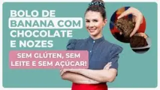 Bolo de Banana com Chocolate e Nozes - sem glúten, sem leite e sem açúcar!