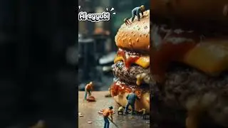 a giant burger with tiny workers #shorts #burger #miniature