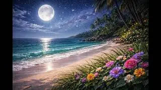 Moonlit Winter Beach