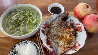 Đi Đổ Lợp Về Có Ngay Bữa Cơm Canh Bầu Nấu Cá Rô Nướng Thêm Con Cá Bữa Cơm Đủ Đầy 