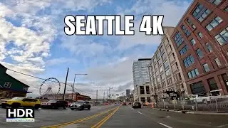 After Rain Drive Downtown Seattle, Washington, USA || 4k 60fps