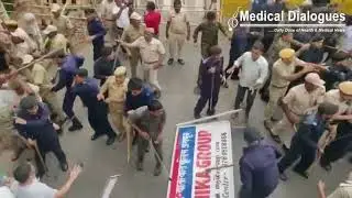 Rajasthan doctors protesting for right to health bill lathi charged by police