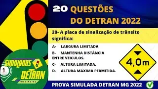 QUESTÕES DO DETRAN 2022- PROVA SIMULADA DO DETRAN MG 2022 - (20 Q) SIMULADO DETRAN 2022- DETRAN MG