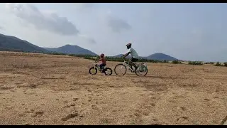 Bike Overlanding, camping on a dry river bed with my toddler