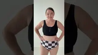 Finish Line Mid Rise Swim Bottom | Aimee is 5&rsquo;7&rdquo;, size 10/12, 36 DD, 175lbs