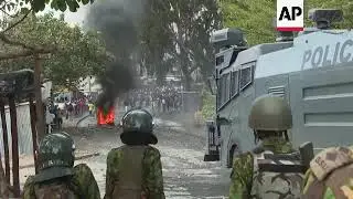 Fires, water cannon at Kenya opposition protest