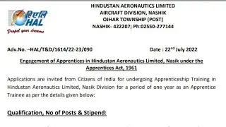 HAL || Engagement Of Engineering/Other Graduate & Technical Diploma Apprentices || Total Vacancy-178