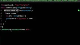 Learn Swift: Use tuple to iterate through an array (Chapter 11 Lesson 9)