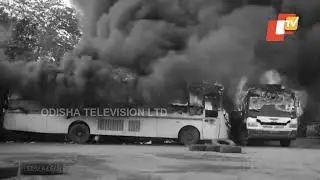 Stationary bus catches fire in bus stand in Ranchi