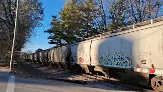 E. B. Loaded grain hopper train 44R. Hagerstown Indiana 