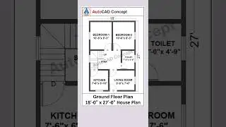 Building floor plan design | 18x27 House Plan | 2bhk house plan autocad #housedesign #2d #home