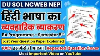 हिंदी भाषा का व्यावहारिक व्याकरण Semester 5 BA Programme Hindi Question Paper 🗞️