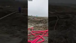 Using High Pressure Water Jet the Sand Layer and Transfer Mud Soil to 2 Km by Dredge pump