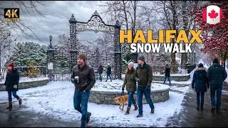 First Snow in Halifax Public Gardens 2025 - Magical 4K Winter Walk in Canada 🇨🇦