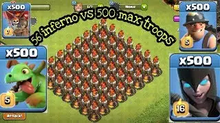 56 inferno vs all troops | inferno vs balloon | inferno vs baby dragon  || VIEW NEW ||