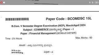 Financial Management B.com 5th semester Raichur University 