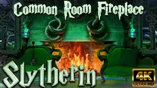 4K Cozy 𝗦𝗹𝘆𝘁𝗵𝗲𝗿𝗶𝗻🐍 𝗖𝗼𝗺𝗺𝗼𝗻 𝗥𝗼𝗼𝗺🔥Fireplace with Relaxing Piano🔥Fire crackling💚 Winter in Hogwarts 🏰💀