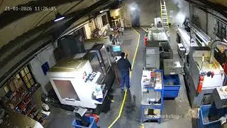 Customer CCTV Captures CNC Machine Fire extinguished by Firetrace Automatic Fire Suppression System