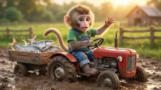 Baby Monkey&rsquo;s Tractor Stuck in Deep Mud! Can He Save All the Fish? 🐒🚜🐟