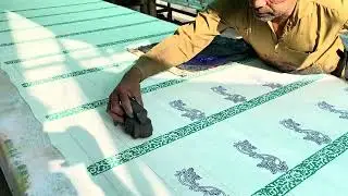 Рисунок в технике блочной печати на хлопчатобумажной ткани #текстиль