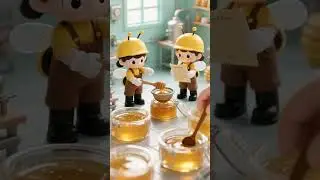 Tiny Bee Farmers Harvest Giant Honeycombs! #animation #mini #animatedcartoon #food #cartoon