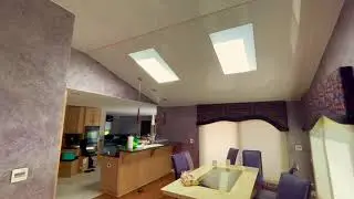 High gloss stretch ceiling and LED light lines