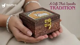 Handcrafted Wooden Jewellery Box with Copper Finish | Oxidised Pichwai Design | Festive Gift.