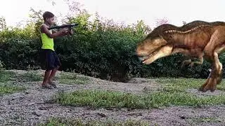 T Rex chase dinosaur film