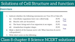 Solutions of Cell Structure and function class 8 chapter 8 Science NCERT solutions explanation