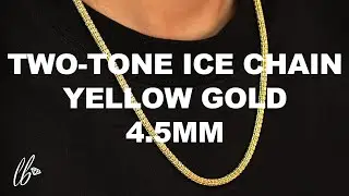 LoveBling 10k Yellow Gold Two-Tone 4.5mm Diamond Cut Ice Chain Necklace with Lobster Lock (18