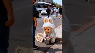 labubu just wanted to earn some bread 🤕😨#funny #cute #shorts