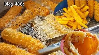 Vlog 486: How to mix batter to make crispy fried banana and sweet potato cakes that are completel...