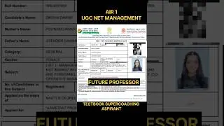 UGC NET 🔥AIR 1🏆 in MANAGEMENT #shorts #ugcnetresult #topper #air1 #ugcnettestbook #qualified #jrf