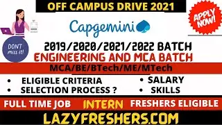 capgemini off campus drive for freshers 2020/2021/2022 | jobs for freshers 2021